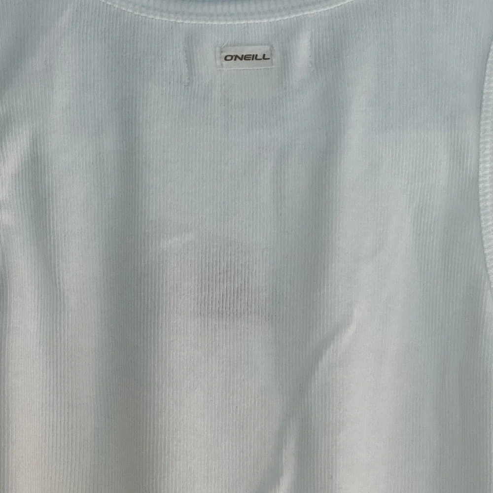 O’Neill Girls XL White Ribbed Tank Top NWT Sunset Logo Graphic